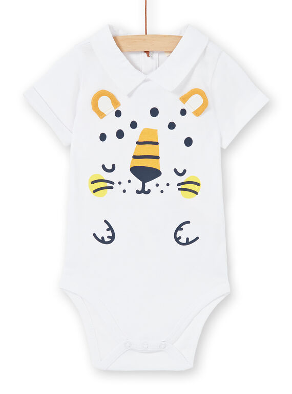 Body de algodón, de color blanco, para bebé niño LUBALBOD / 21SG10O1BOD000