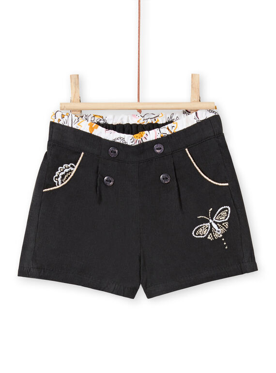 Short antracita de pana para bebé niña LIPOESHO / 21SG09Y1SHOJ916