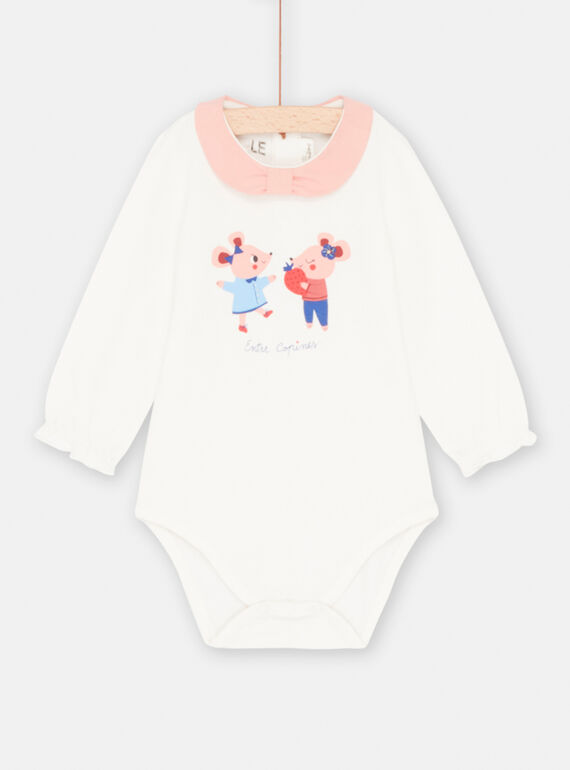 Body blanco y rosa para bebé niña SIFORBOD / 23WG09K1BOD001