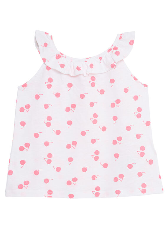 Camiseta de tirantes con cuello de volantes y estampado de lunares JAJODEB2 / 20S901T2D27000
