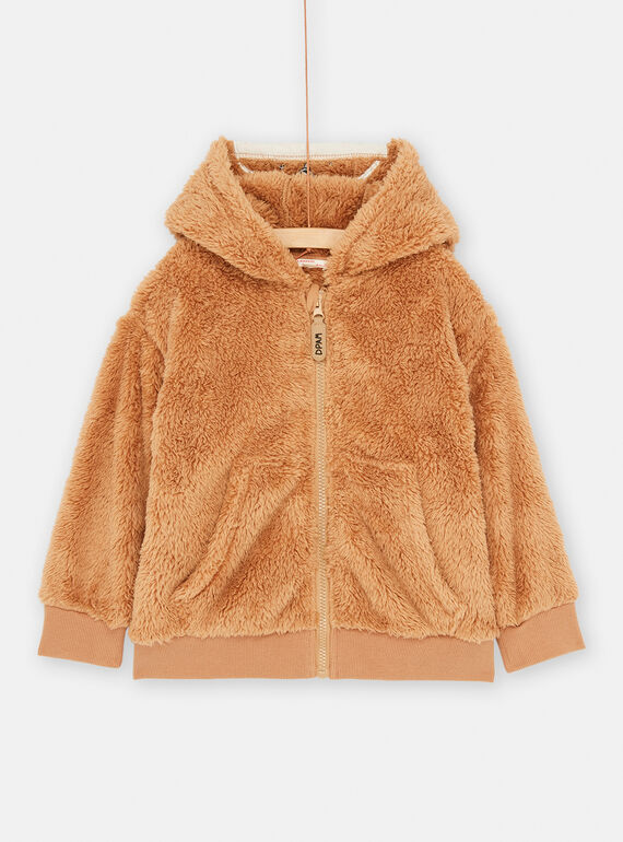 Cárdigan de color topo con capucha para niño SODUGIL2 / 23W902P2GIL803