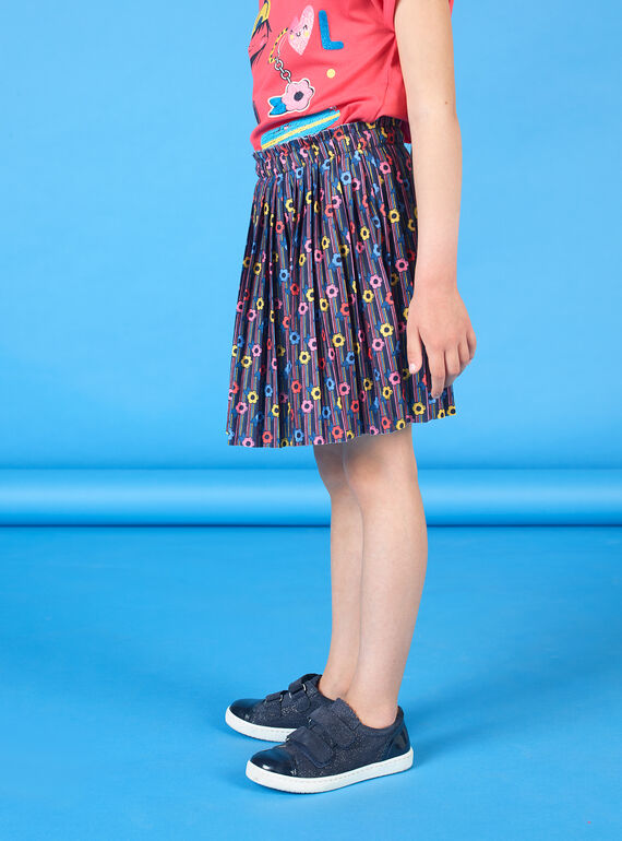 Falda rosa y azul con estampado floral para niña LAHAJUP / 21S901X1JUP070