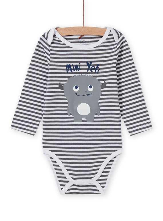 Body de manga larga de rayas con estampado de yeti para bebé niño MEGABODYET / 21WH14C4BDLJ918