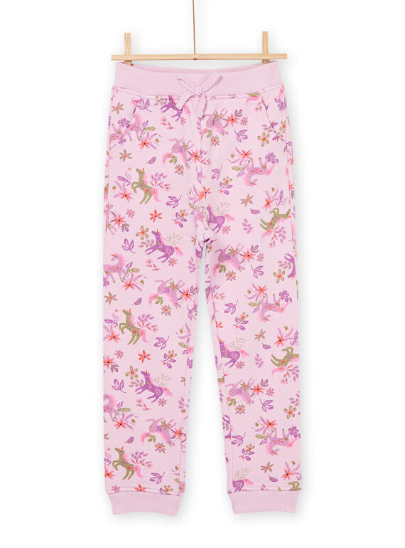Pantalón de chándal rosa con estampado de unicornio y flor PAJOBAJOG3 / 22W901D1JGBH700