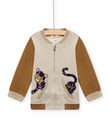 Cárdigan beige jaspeado y marrón con estampado de tigre para bebé niño MUKAGIL / 21WG10I1GIL604