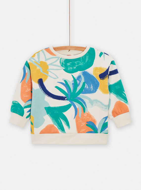 Sudadera amarillo pastel con estampado geométrico y tropical unisex TOMIXSWE3 / 24S902Q1SWE003