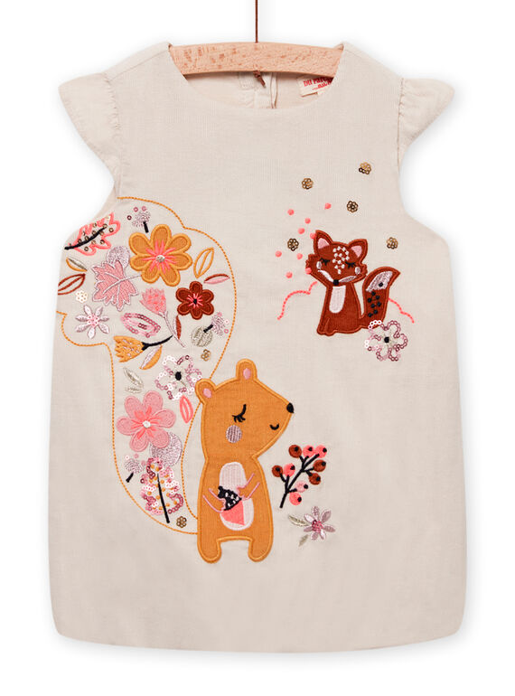 Vestido amplio de terciopelo y milrayas para bebé niña MISAUROB1 / 21WG09P1ROB007