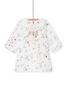 Vestido de color crudo con estampado de fantasía para recién nacido niña MOU1ROB / 21WF0341ROB001