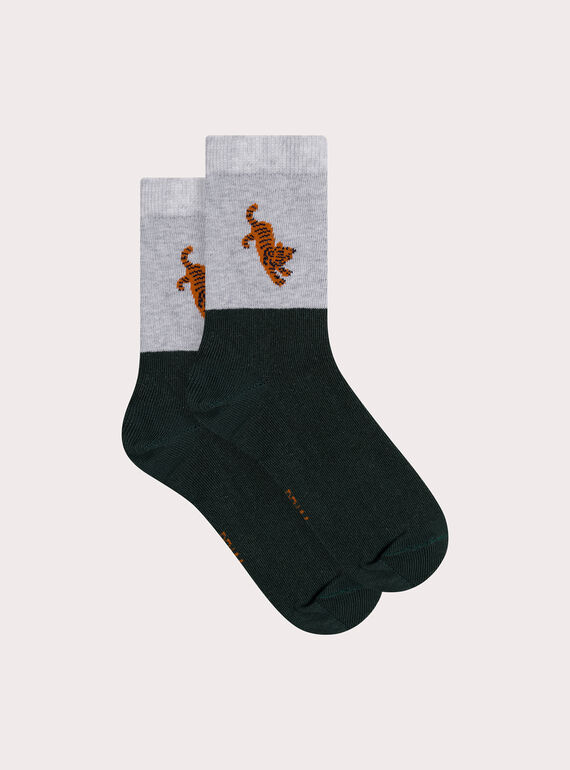 Calcetines bicolor con motivo de tigre para niño XYOJOCHOC1 / 25WI02E3SOQJ922