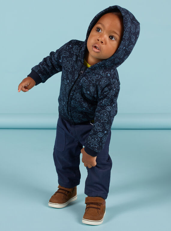 Cárdigan de color azul y negro con estampado de espacio para bebé niño MUPLAGIL / 21WG10O1GILC243