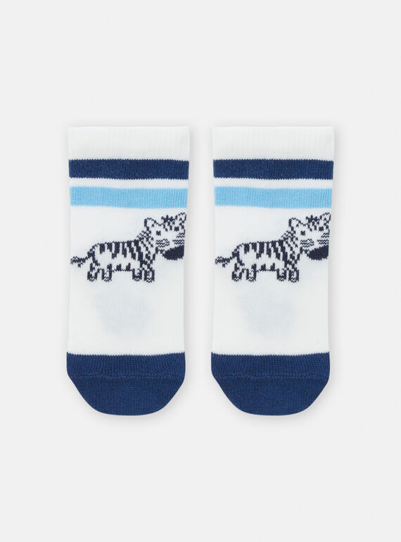 Calcetines de color blanco y azul con estampado de cebra para bebé niño TYUPOCHO / 24SI1081SOQ000