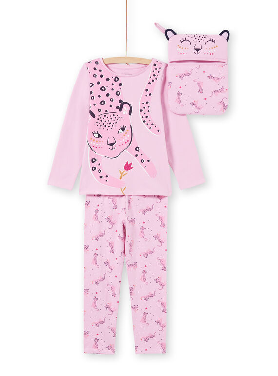 Pijama de camiseta y pantalón rosa para niña MEFAPYJAGU / 21WH1171PYGH700