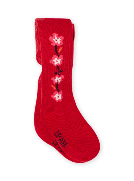 Leotardos de color granate con estampado floral para bebé niña MYIFUNCOL / 21WI09M1COL511