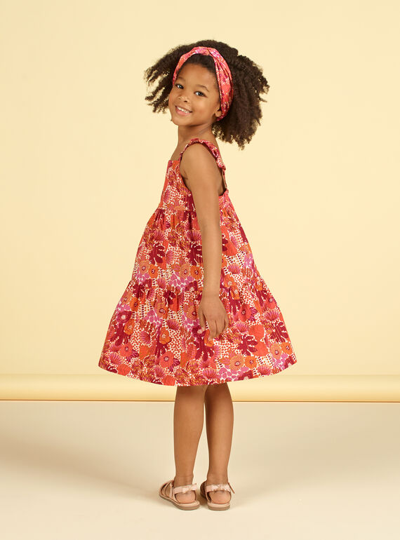Vestido naranja y rosa con estampado floral LATEROB1 / 21S901V3ROB001