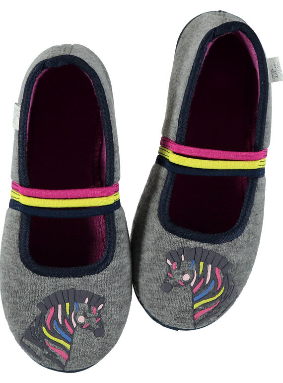 Zapatillas de casa de terciopelo con estampado de cebra para niña GFBALZEBRE / 19WK35Z1D07943