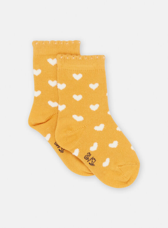Calcetines amarillos con estampado de corazón para bebé niña SYIJOSOQ1 / 23WI09M2SOQB101