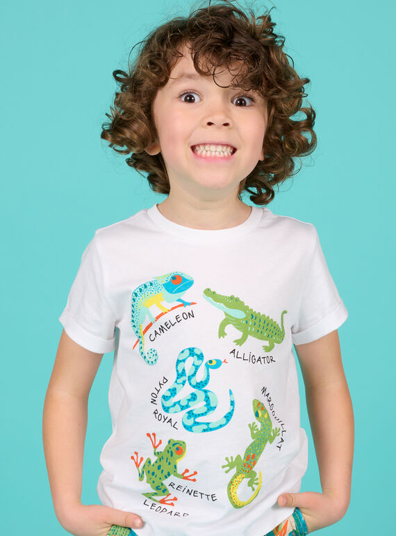 Camiseta blanca con estampado de reptil para niño NOHOTI1 / 22S902T4TMC000
