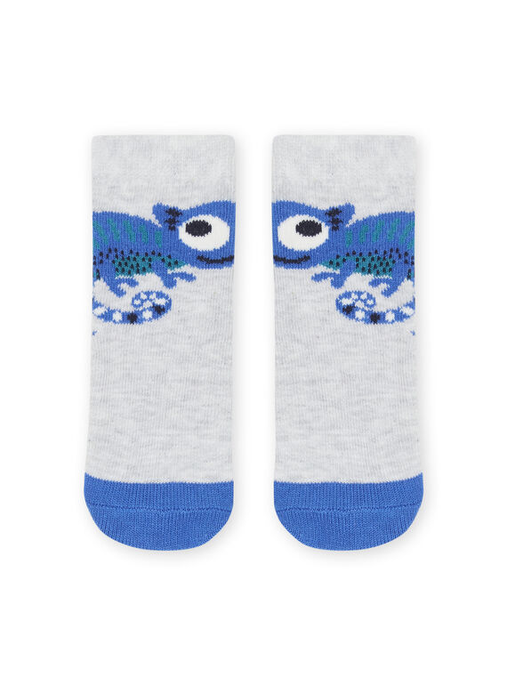 Calcetines de color gris jaspeado con estampado de camaleón RYUBALCHO1 / 23SI1094SOQ943
