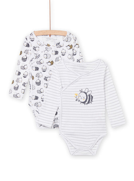 Pack de 2 bodis blancos de abeja para niño recién nacido NOU1BOD2 / 22SF0442BDN000