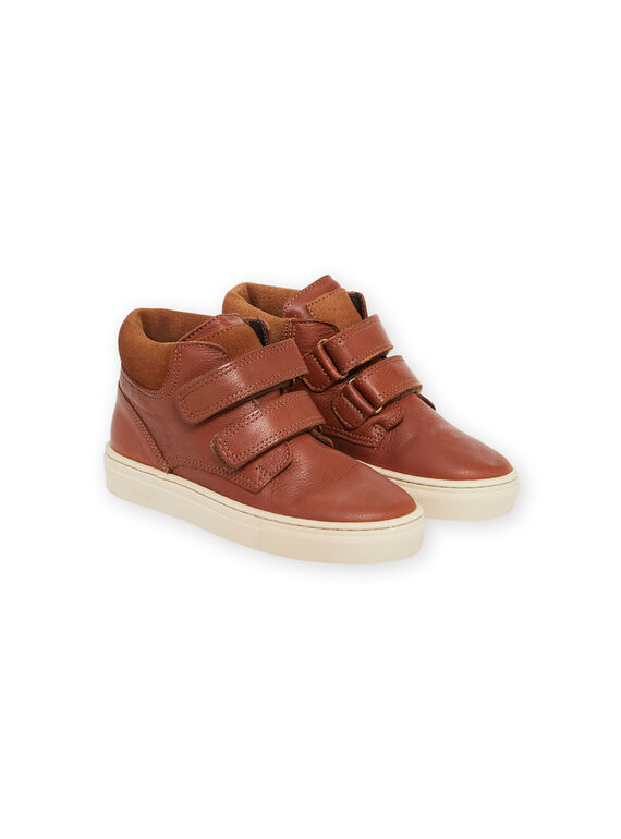 Zapatillas altas de piel lisa camel POBASGO / 22XK3671D3P804