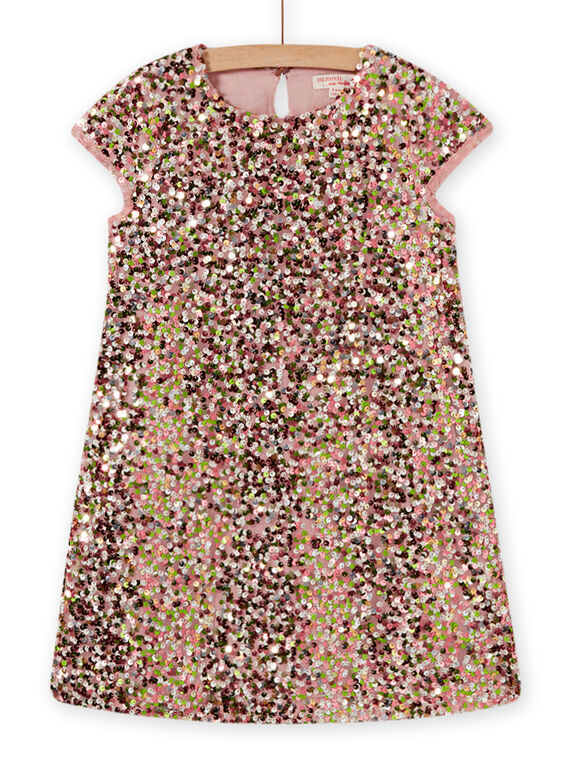 Vestido rosa de lentejuelas para niña MANOROB2 / 21W901Q2ROB303