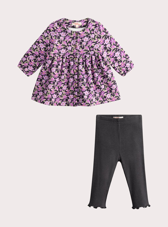 Conjunto morado con imagen floral para bebé niña VIPERENS / 24WG09R1ENSC214