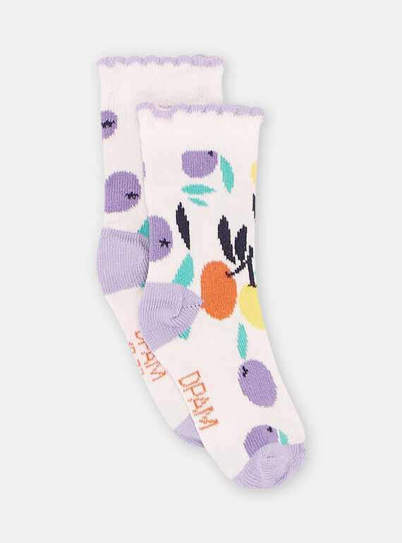 Calcetines rosa pastel con estampado de frutas para bebé niña SYILINSOQ / 23WI09B2SOQ301