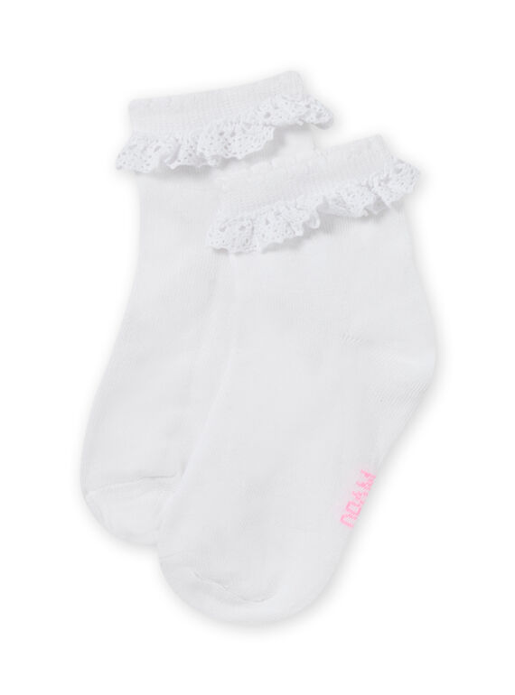 Calcetines de color crudo con detalle de encaje para niña MYAESCHOD2 / 21WI01E4SOQ001