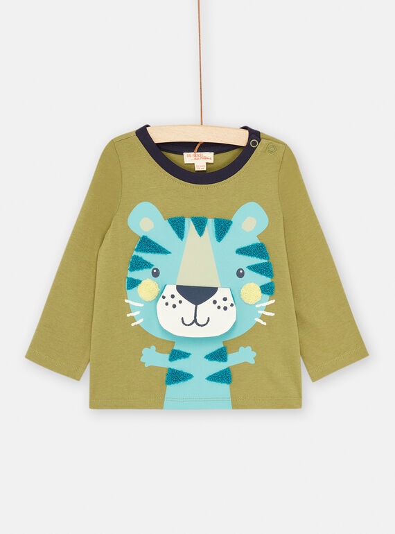 Camiseta de color caqui y turquesa de manga larga SUDUTEE1 / 23WG10P1TML617