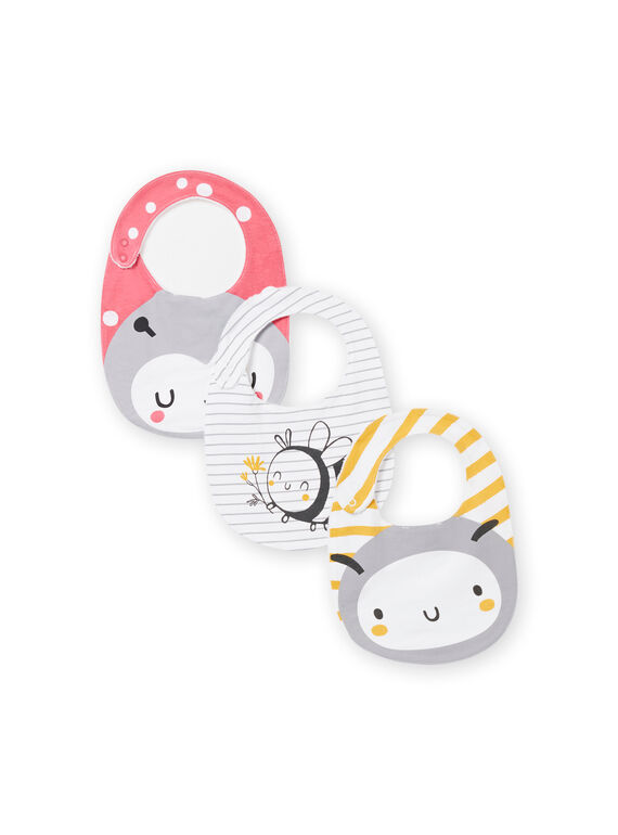 Pack de 3 baberos blancos con estampado de fantasía para recién nacido unisex NOU1BAV4 / 22SF4244BAV000