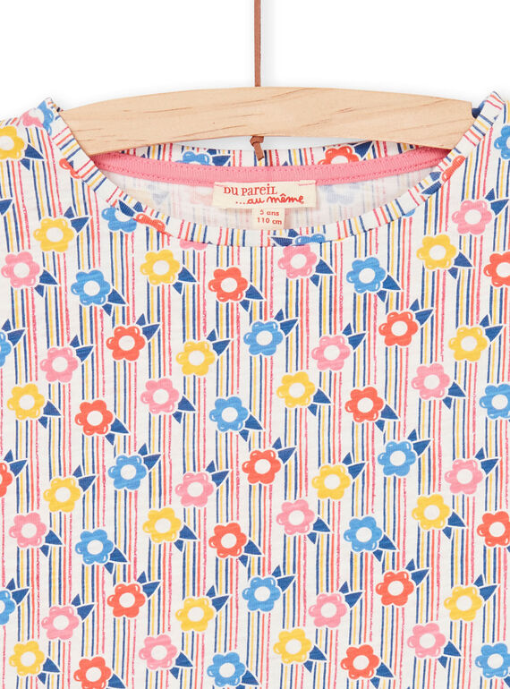 Falda de rayas de color rosa y azul, con estampado floral, para niña LAHATI2 / 21S901X2TMC001