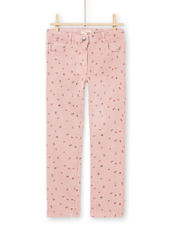 Pantalón rosa con estampado floral para niña MAJOPANT2 / 21W90122PAN312