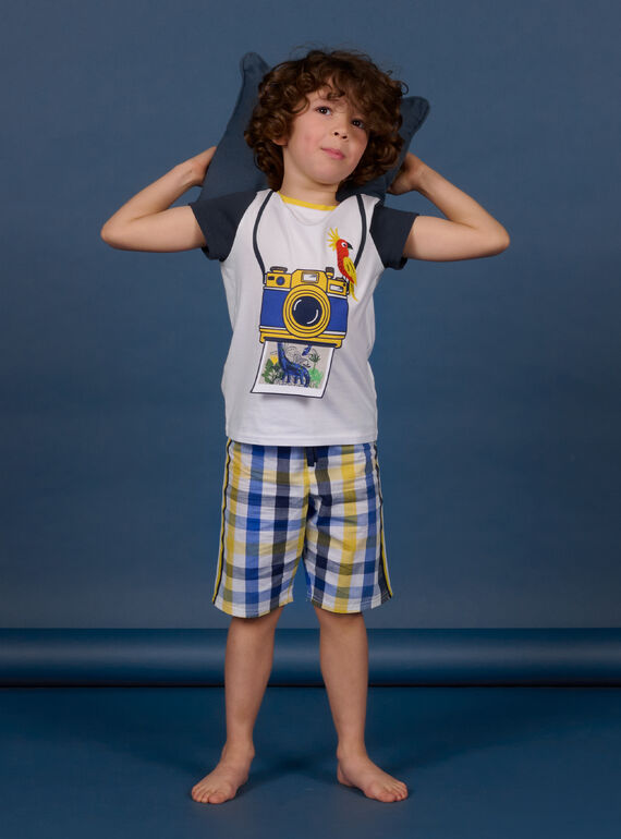 Pijama blanco, azul y amarillo para niño NEGOPYCPOP / 22SH12H5PYJ000