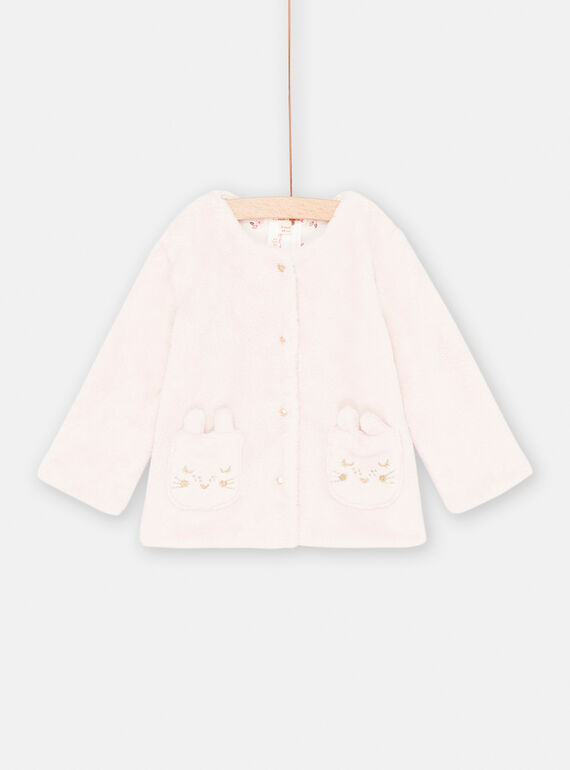 Cárdigan rosa pastel de soft boa reversible para bebé niña SIJOCAR2 / 23WG09M1CARD310