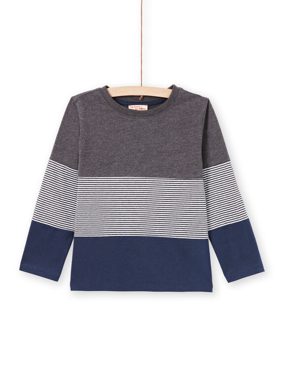 Camiseta gris jaspeado y azul marino para niño MOJOTIDEC3 / 21W90222TML944