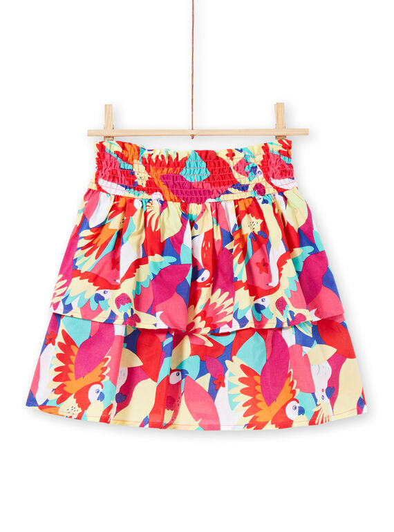 Falda de punto smock y volantes con estampado de loro para niña JAMARJUP2 / 20S901P3JUP000
