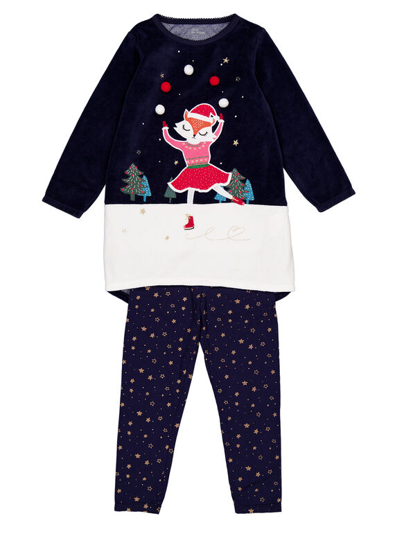 Camisa de pijama de terciopelo y leggings de punto fino de Navidad para niña GEFACHUNO / 19WH11T1CHN070