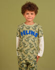 Camiseta caqui y azul con estampado de leopardo para niño MOKATEE3 / 21W902I2TML612