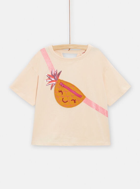 Camiseta de color crudo con estampado y dibujo de piña para niña TALITI2 / 24S901T3TMC003