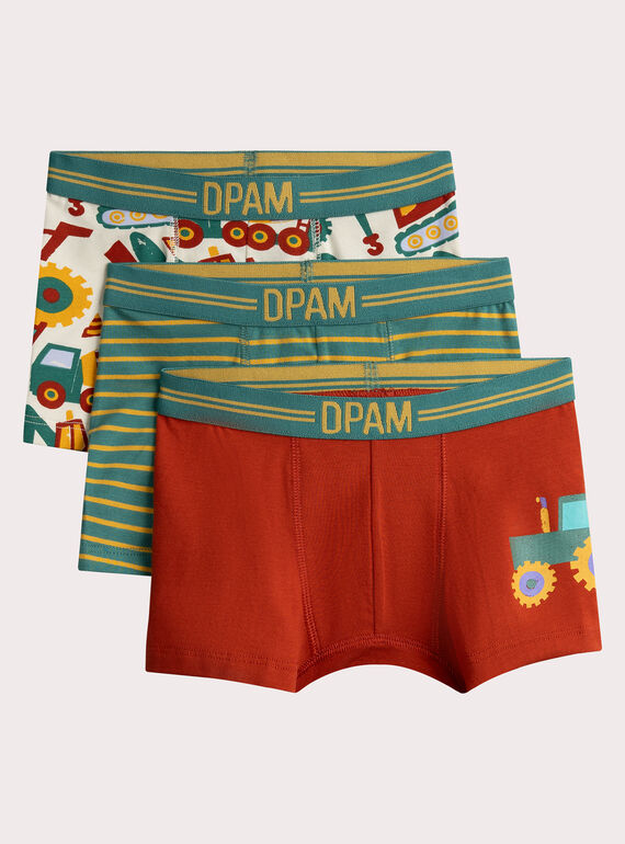 Lote de 3 calzoncillos con estampado de tractor para niño  VEGOBOXTRA / 24WH1282BOXG610