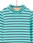 Jersey fino de color turquesa y azul marino de rayas para bebé niño MUJOSOUP1 / 21WG10N2SPL209