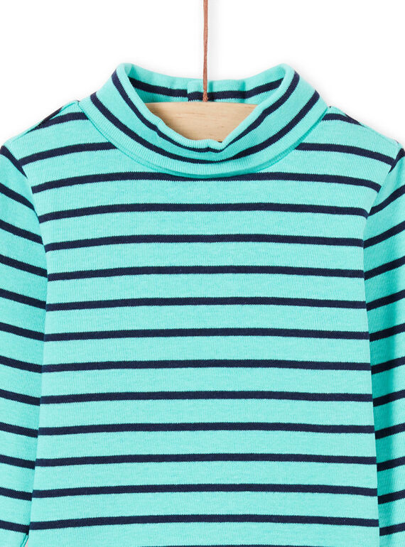 Jersey fino de color turquesa y azul marino de rayas para bebé niño MUJOSOUP1 / 21WG10N2SPL209