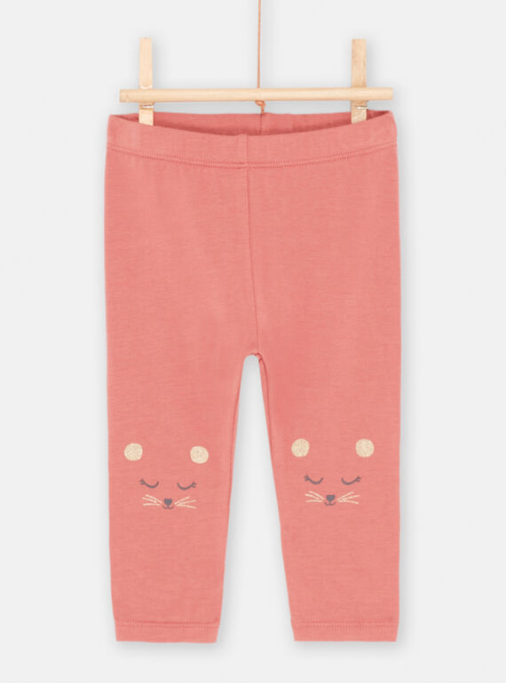 Leggings rosa empolvado con estampado de ratón para bebé niña SYIFORLEG / 23WI09K1CALD300