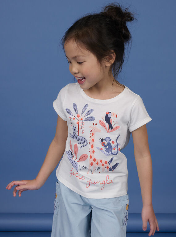 Camiseta de color crudo con estampado de la selva para niña NASANTI2 / 22S901S3TMC001