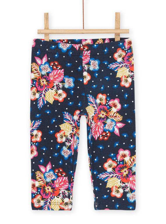 Leggings negros con estampado de flores multicolor RYIJUNLEG / 23SI09U1CALC243