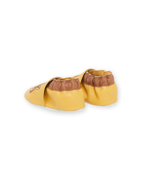Patucos de piel de color amarillo con parche de mono RUCHOSMONK / 23KK3843D3S010