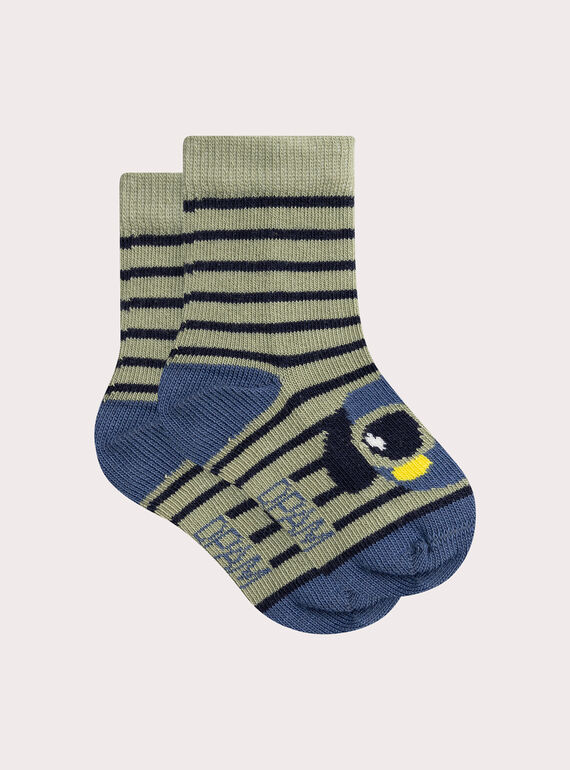 Calcetines a rayas con motivo de perro para bebé VYUJOCHO1 / 24WI10H2SOQG608