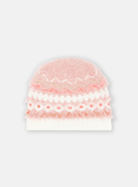 Gorro rosa con estampado de jacquard para niña SYAJOBON7 / 23WI01O2BON303