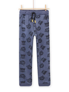 Pantalón de chándal con tigre y leopardo de color azul para niño MOHIJOG2 / 21W902U1JGB929
