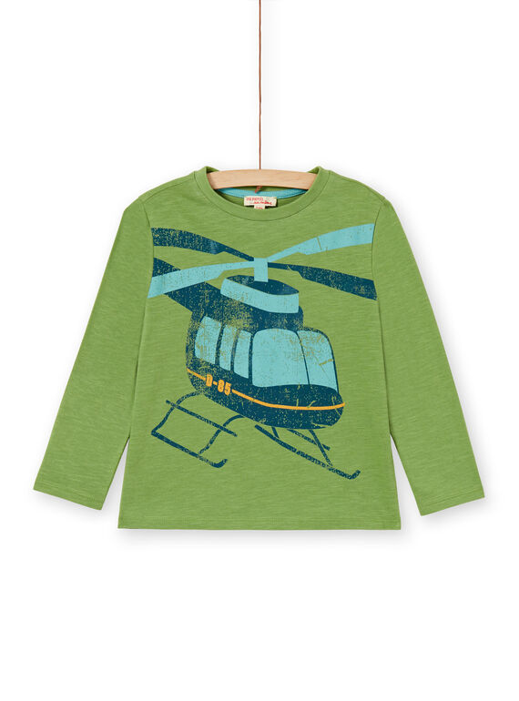 Camiseta verde de algodón para niño LOJOTEE4 / 21S90233TMLG626